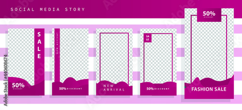 Set 5 of Social Media Networks Stories Sale Banner Background, Mobile App, Poster, Flyer, Coupon, Gift Card, Smartphone Template, editable template vector