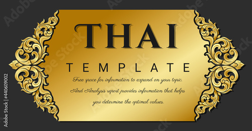 Decorative Thai traditional art frame for invitations, frames, menus, labels and websites. Elegant vector element Eastern style, place for text. Lace illustration for invitations and greeting cards