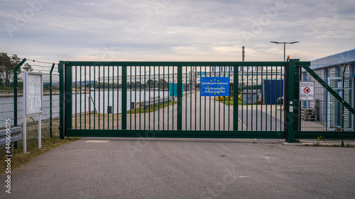 The entrance to the Industrial Port in Lubmin, Mecklenburg-Western Pomerania, Germany