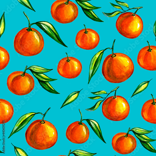 Watercolor illustration of colorful and delicious citrus fruits. Seamless fruit pattern. This ornament is good for printing  for textile  fabric  t-shirt  wrapping  tile for wallpaper  card