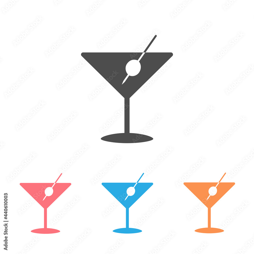 Icon set of martini glass vector in flat Icon set of martini glass vector in flat