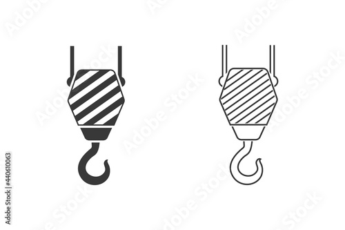 Black Industrial hook icon set isolated on white background. Crane hook icon. Vector Illustration