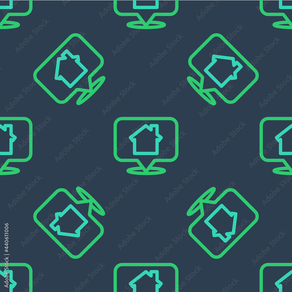 Line Map pointer with house icon isolated seamless pattern on blue background. Home location marker symbol. Vector Line Map pointer with house icon isolated seamless pattern on blue background. Home location marker symbol. Vector