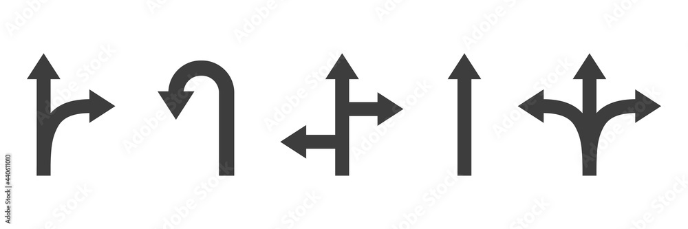 Arrow icon set. Black simple arrows collection. Vector illustration isolated on white Arrow icon set. Black simple arrows collection. Vector illustration isolated on white