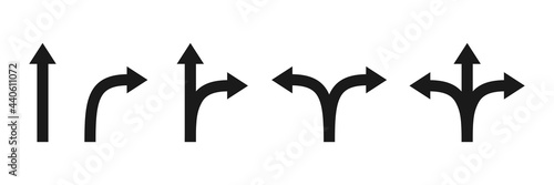 Arrow icon set. Black simple arrows collection. Vector illustration isolated on white