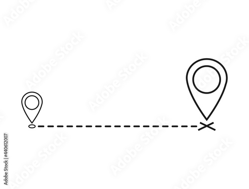 Vector icon, symbol we´ve moved announcement design image isolated on white background, straight dashed line