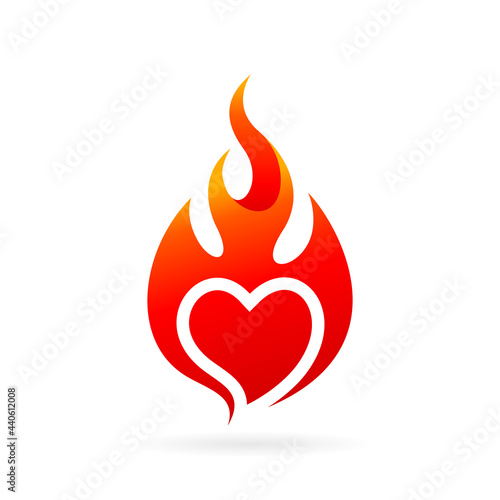 fire logo design with love concept