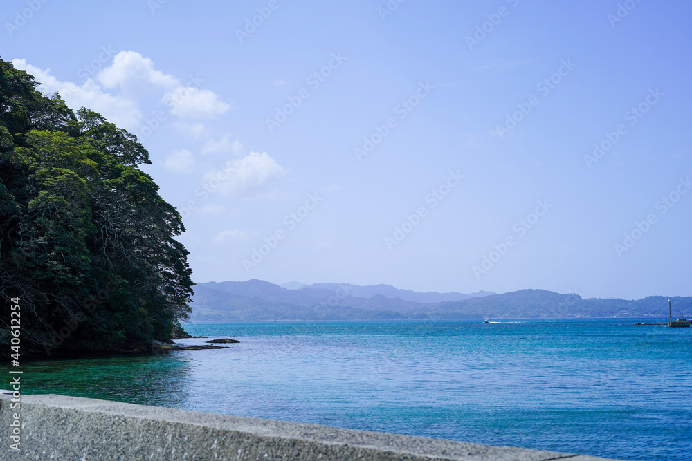 Japanese Forest, Blue Sky and Sea