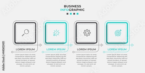 Vector Infographic design business template with icons and 4 options or steps. Can be used for process diagram, presentations, workflow layout, banner, flow chart, info graph