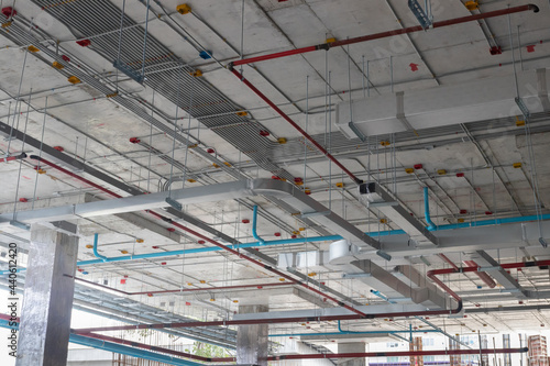 Typical installtion for mechanical and electrical system , MPE work ,firefighting springker system in construction building
