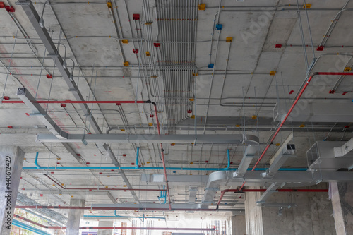 Typical installtion for mechanical and electrical system , MPE work ,firefighting springker system in construction building