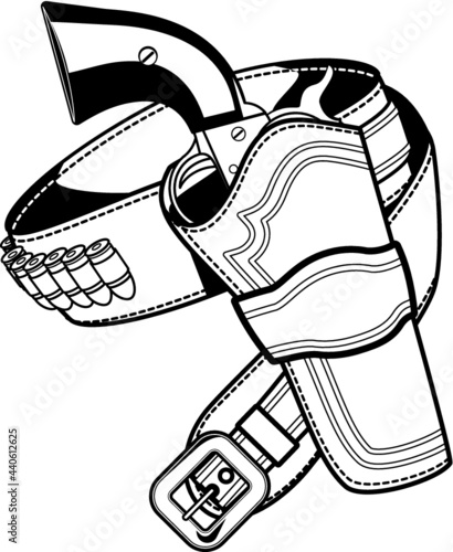wild west revolver in gun holster