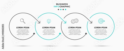 Vector Infographic design business template with icons and 4 options or steps. Can be used for process diagram, presentations, workflow layout, banner, flow chart, info graph