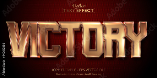 Victory text, luxury gold editable text effect on dark red textured background