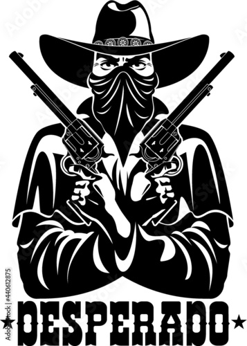 old wild west gunslinger holding two guns