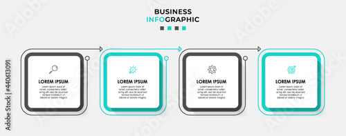 Vector Infographic design business template with icons and 4 options or steps. Can be used for process diagram, presentations, workflow layout, banner, flow chart, info graph