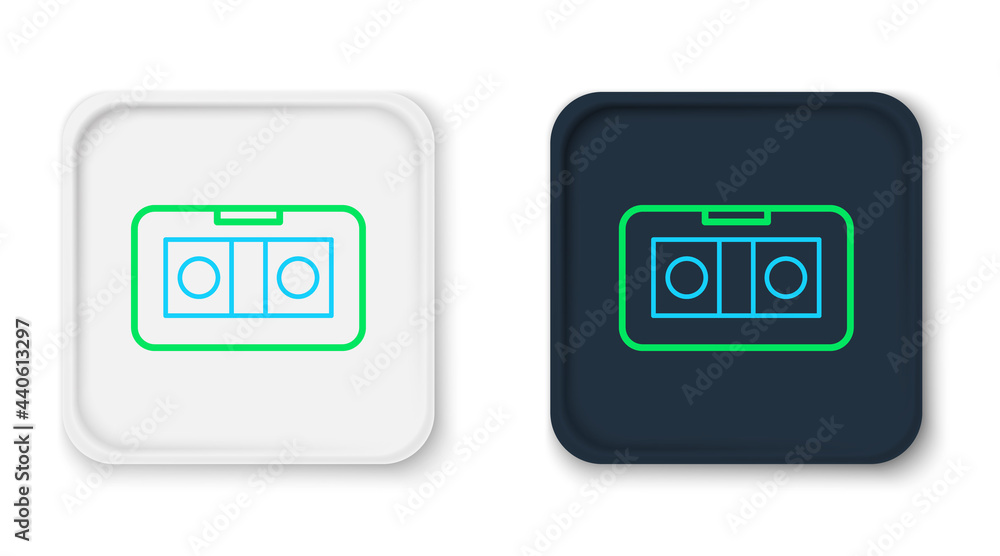 Line VHS video cassette tape icon isolated on white background. Colorful outline concept. Vector Line VHS video cassette tape icon isolated on white background. Colorful outline concept. Vector
