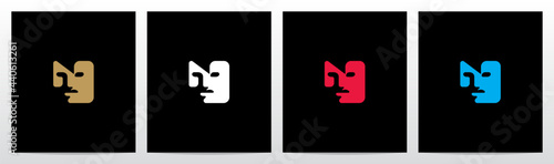 Human Face On Letter Logo Design N