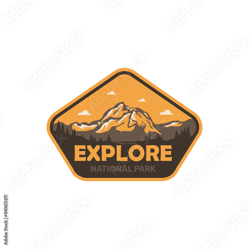 Explore national park Badges patch emblem logo vintage outdoor illustration