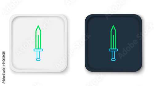 Line Medieval sword icon isolated on white background. Medieval weapon. Colorful outline concept. Vector