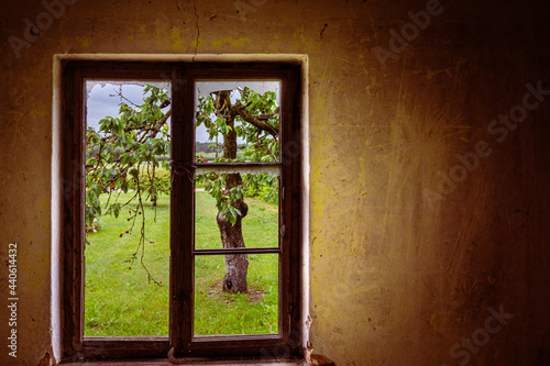 window in a deserted farm