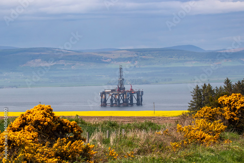 Oil rigs in Cromarty Firth in the Scottish Highlands, UK photo