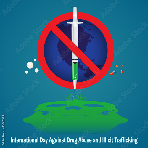 International day against drug abuse and illicit trafficking banner. vector. 