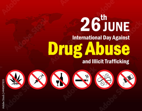 26 June. International day against drug abuse and illicit trafficking banner. vector.
