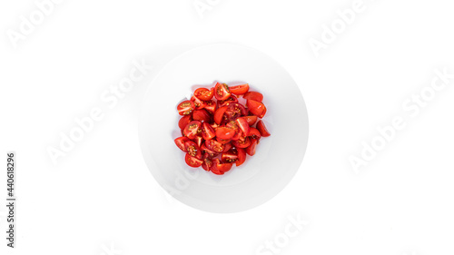 Sliced tomatoes isolated on a white background.