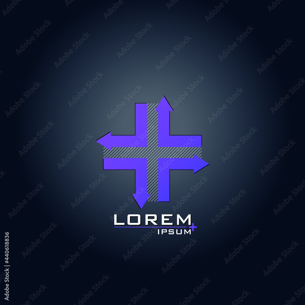 Obraz premium Purple gradient plus design with arrows