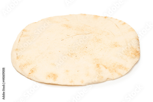 Grilled pitta bread isolated on white background.