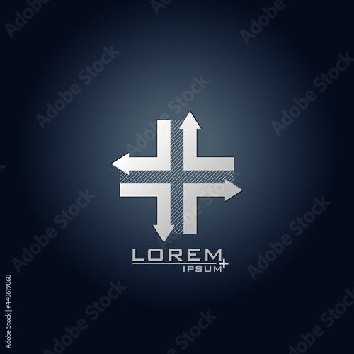 Grey gradient plus design with arrows