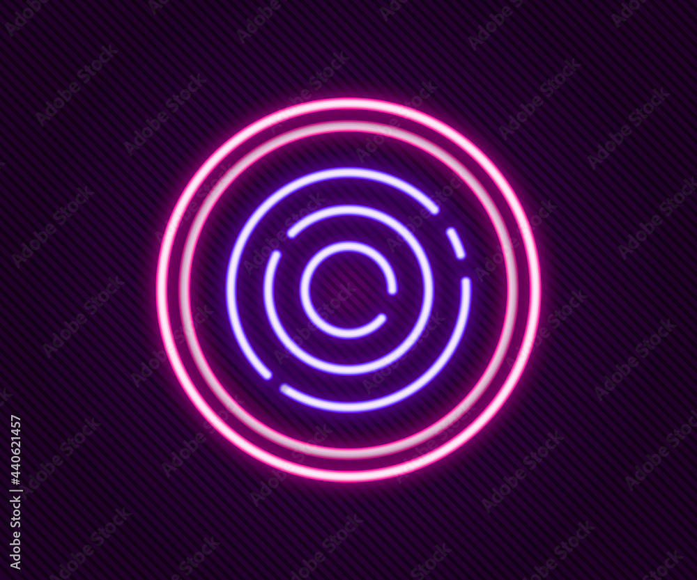Glowing neon line Checker game chips icon isolated on black background. Colorful outline concept. Vector Glowing neon line Checker game chips icon isolated on black background. Colorful outline concept. Vector