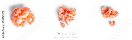 Shrimp isolated on a white background. Fresh shrimp. Boiled shrimp. Prawns.