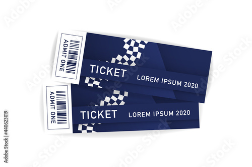 Ticket for Olympic sport event design template. Mockup of pass ticket for admit one. Vector illustration of control coupon for access to stadium, with barcode