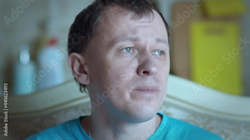 Sad look of offended young man, close up