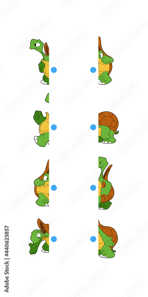Fototapeta premium Matching game. Draw a line. Education developing worksheet. Riddle for children. Isolated vector illustration. Funny character.