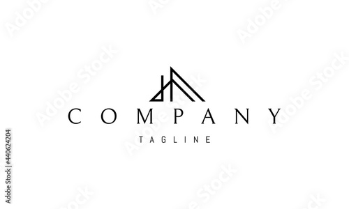 Vector logo on which an abstract image of the roof of the house in a linear style.
