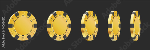 Gambling game, casino 3d chips. Rotating poker chips