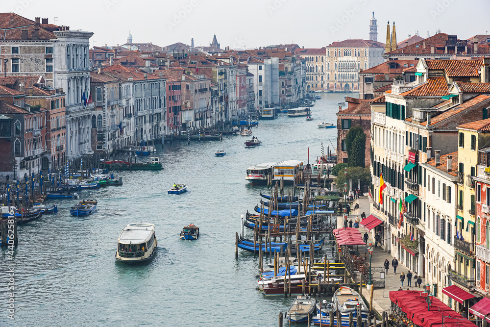 Panoramic view of the Grand Canal in Venice, Italy