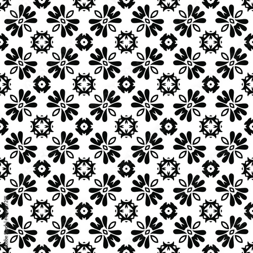 floral seamless pattern background. Geometric ornament for wallpapers and backgrounds. pattern with Black and white color. 