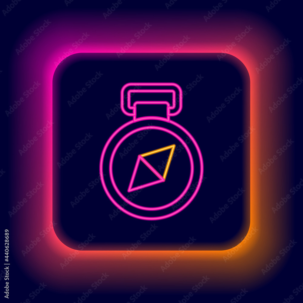 Glowing neon line Compass icon isolated on black background. Windrose navigation symbol. Wind rose sign. Colorful outline concept. Vector Glowing neon line Compass icon isolated on black background. Windrose navigation symbol. Wind rose sign. Colorful outline concept. Vector