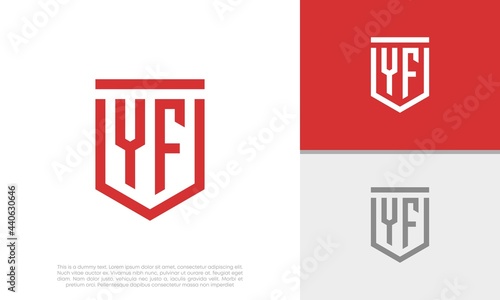 Initials YF logo design. Initial Letter Logo. Shield logo. photo