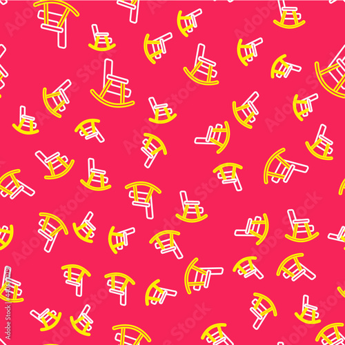 Line Rocking chair icon isolated seamless pattern on red background. Vector