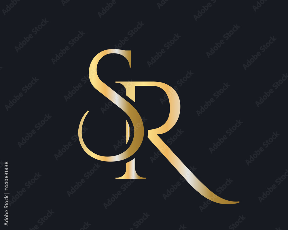 Initial Gold SR letter logo design. RS logo design with creative and ...