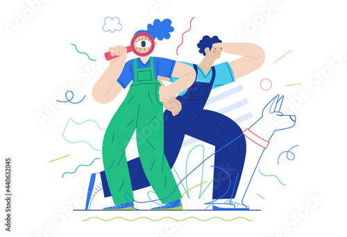 Business topics - search, seeking. Modern flat vector