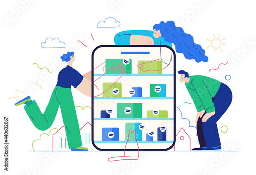 Business topics - online shopping. Modern flat vector