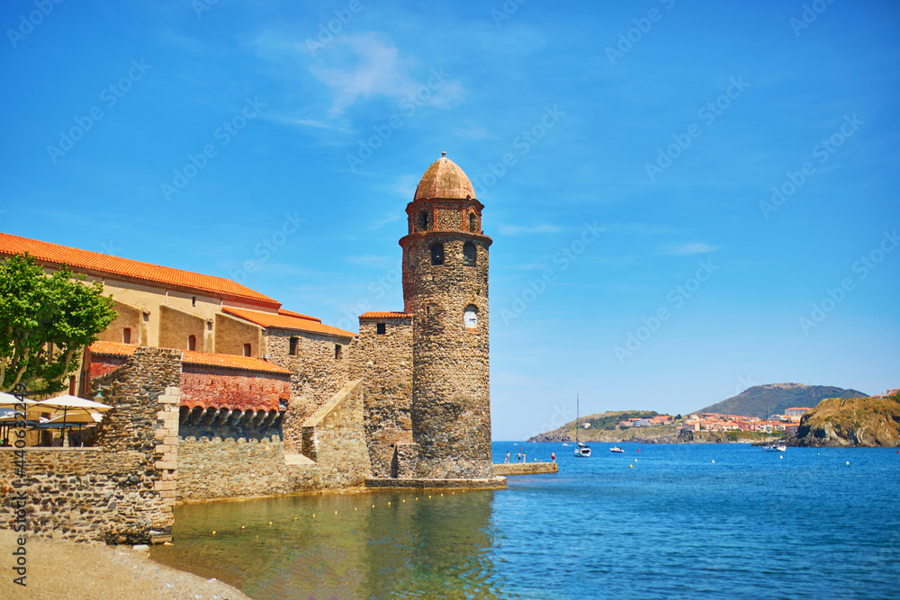 Scenic view of Church of Our Lady of the Angels in Collioure, France Scenic view of Church of Our Lady of the Angels in Collioure, France