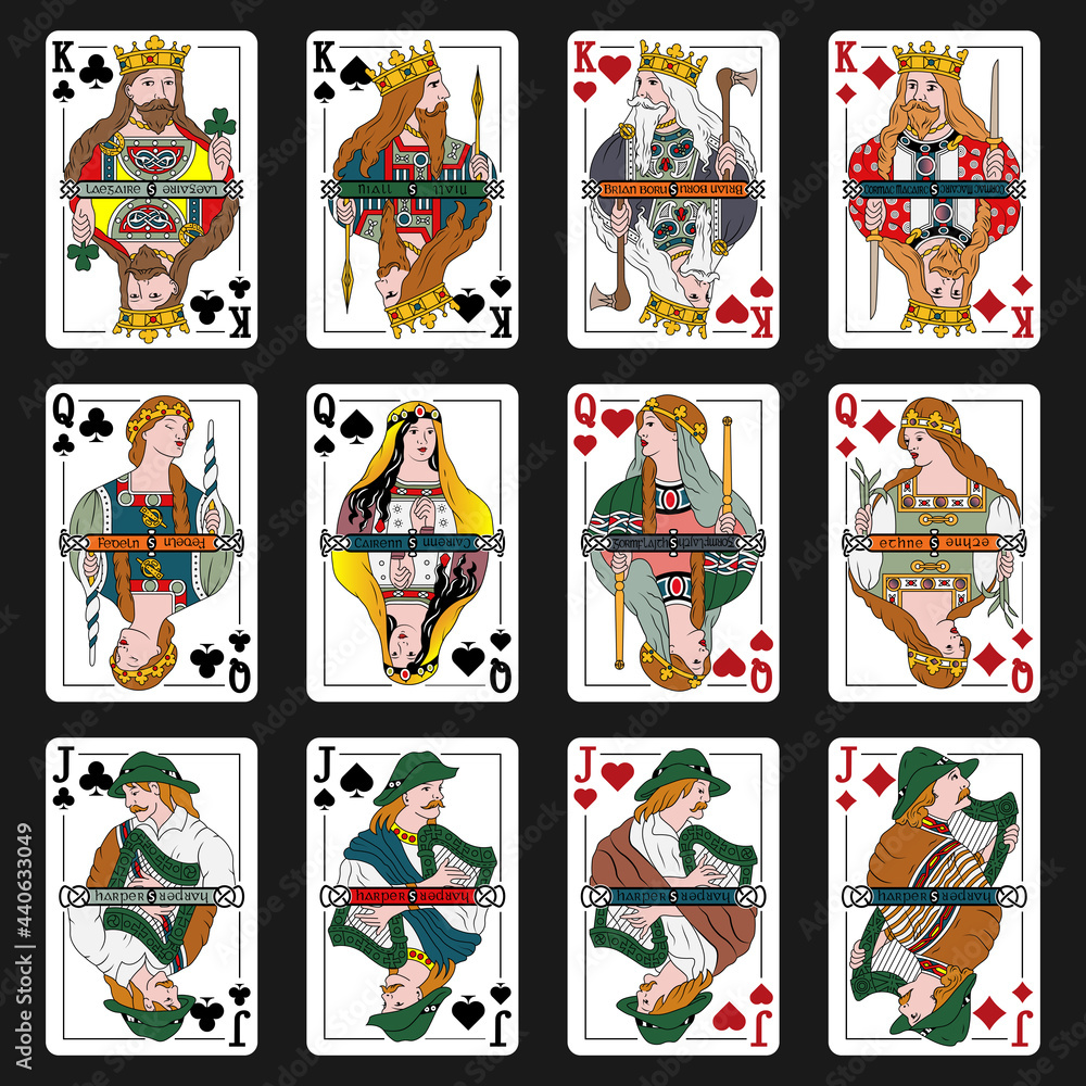 Fototapeta premium Irland Playing cards design templates. Vector illustrations