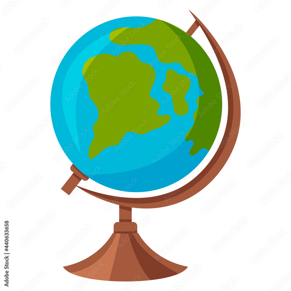 Vector image of a globe isolated on a white background. Geography. School education. A design element. Vector image of a globe isolated on a white background. Geography. School education. A design element.